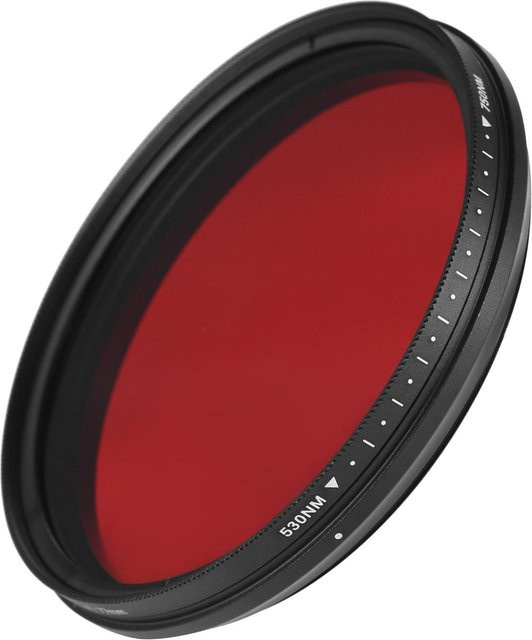 FOTGA Verstellbarer Infrarotfilter IR-Pass-Röntgenlinsenfilter Schwarz 62 mm variabel von 530 nm bis 750 nm - Bild 1