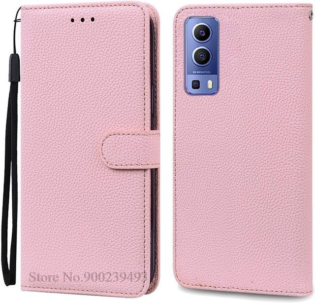 Leder-Brieftasche Klapphandyhülle für Vivo Y52 5G und Vivo Y72 5G in Rosa - Bild 1