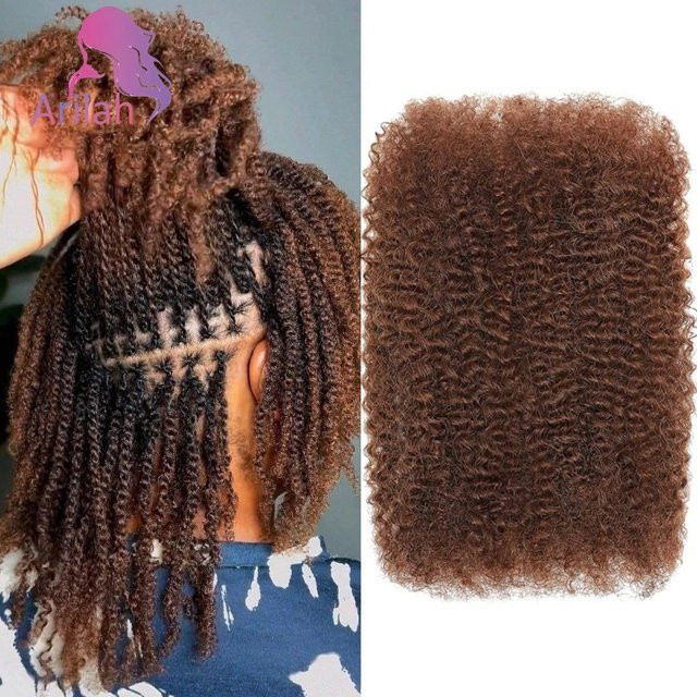 Arilah Echthaarverlängerungen, brasilianisches Remy Bulk, braun 4C Afro Kinky, 30g/50g - Bild 1