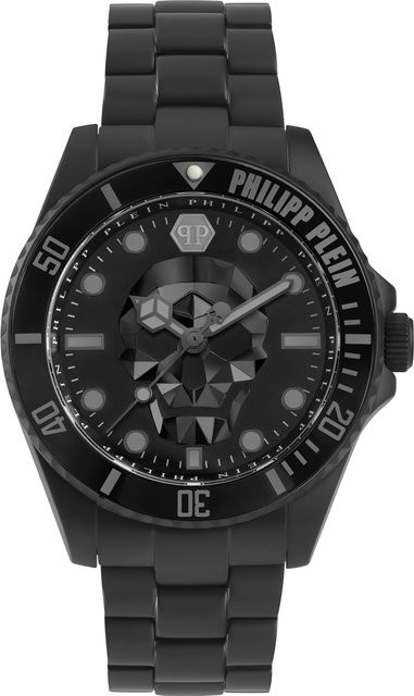 Philipp Plein Herrenuhr, Quarz, Edelstahl, Schwarz, 44 mm, 10 ATM - Bild 1