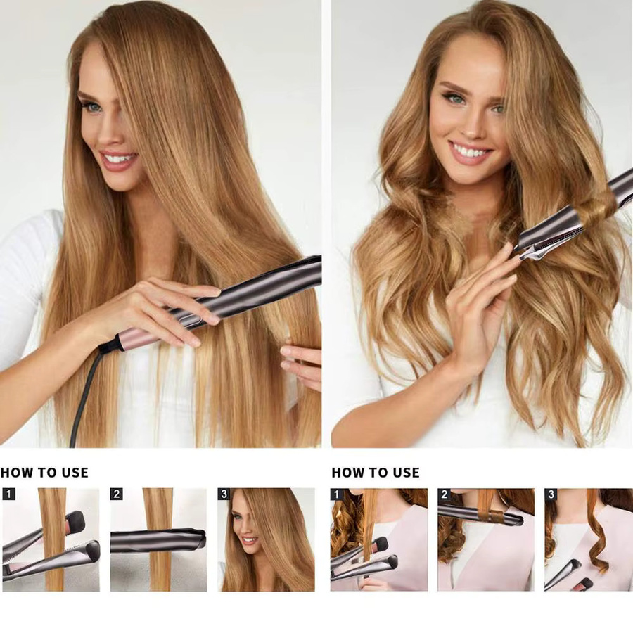 2-in-1-Haarglätter und Lockenstab aus Turmalin-Keramik, Unisex - Bild 4