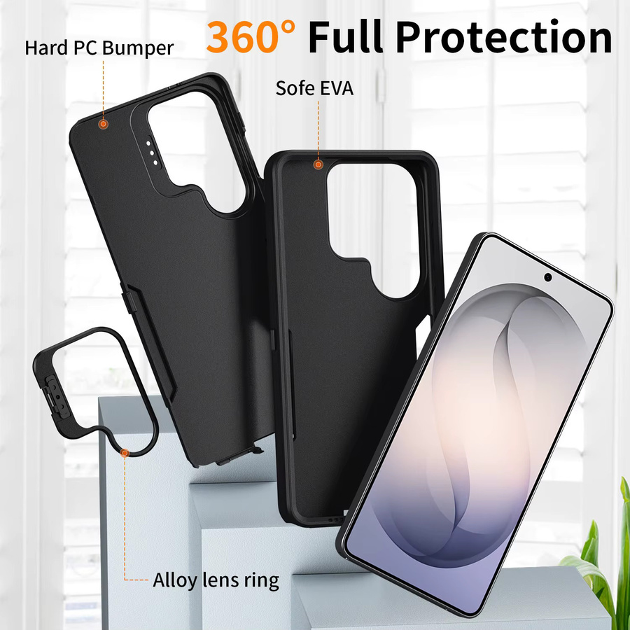 Robuste Hybrid-Schutzhülle für Samsung Galaxy S26 Ultra S26+ S25 S24 FE Plus Ultra mit Legierungs-Linsenhalter und Sturzschutz in Schwarz oder Lila - Bild 4