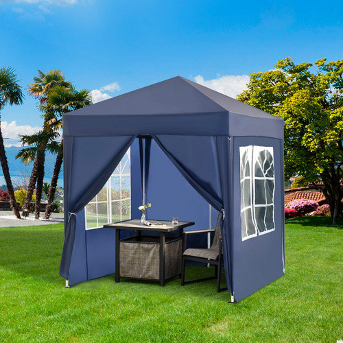 Outsunny Faltpavillon mit Pyramidendach aus Oxford-Gewebe und Stahlgestell in Blau, B/H/T: 200 x 240 x 200 cm - Bild 4