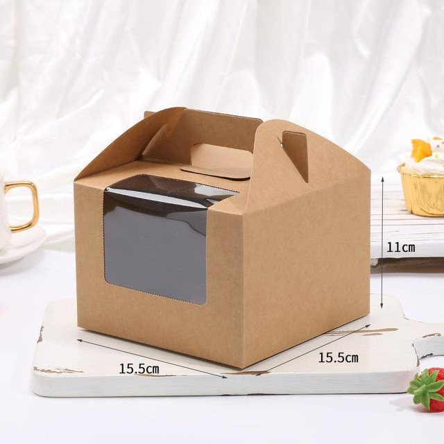 WTEMPO Cupcake-Boxen aus Kraftpapier mit Fenster und Griffen, 12 Stück, Braun - Bild 1