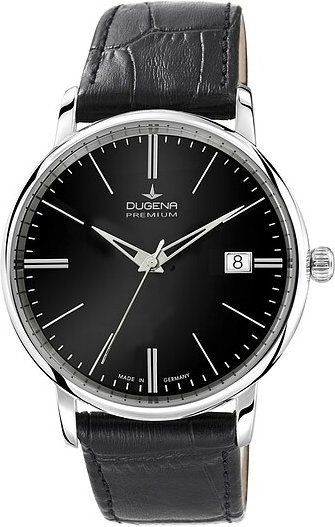 Dugena Armbanduhr Automatik, Edelstahl, Leder, Schwarz, Herren - Bild 1