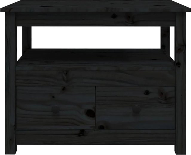 vidaXL Couchtisch aus massivem Kiefernholz in Schwarz, B/T/H: 71 x 49 x 55 cm - Bild 1