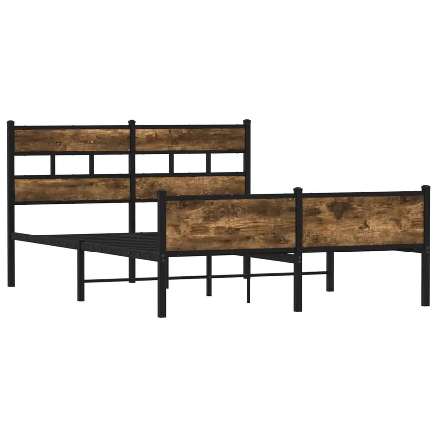 vidaXL Metallbett in Räuchereiche, B/T/H: 160 x 200 x 91,5 cm - Bild 2