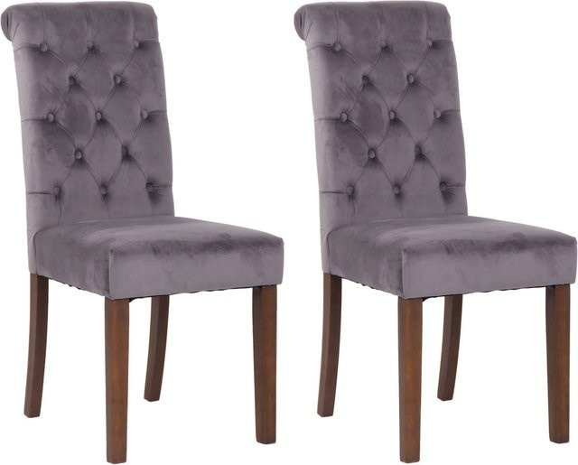 2er Set Esszimmerstühle DELUKE WALES aus Samt mit Holzgestell in Dunkelgrau, H x B x T: 98 x 45 x 63 cm - Bild 1