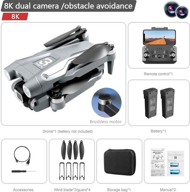 LYZRC Z908 Max Dual-Kamera HD-Drohne mit bürstenlosem Motor, Mini-Luftbildfotografie, FPV-Hindernisvermeidung und WLAN, Grau - Bild 1