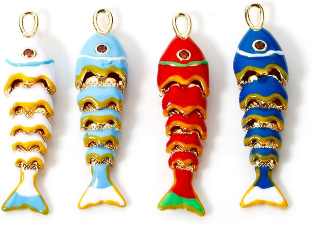DoreenBeads Anhänger Fisch, Messing, Gold, Emaille, Unisex - Bild 1