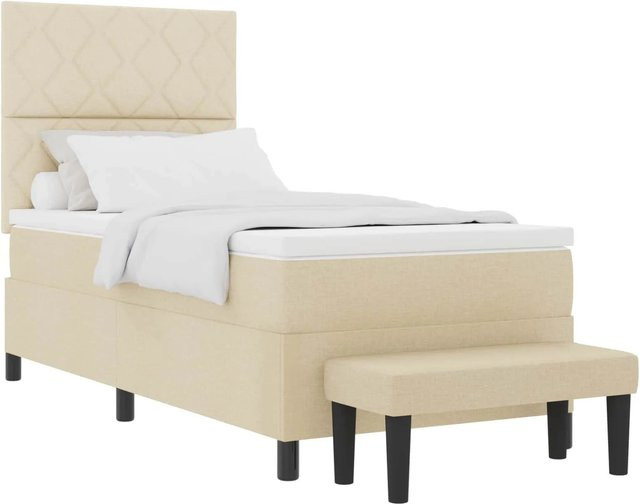 vidaXL Boxspringbett mit Matratze in Beige, Hybrid-Konstruktion aus Federkern und Schaumstoff, B/T: 100 x 200 cm - Bild 1