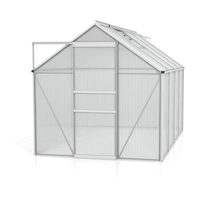 Vitavia Gewächshaus Calypso 5800 in Silber, 5,8 m², Aluminium eloxiert mit Polycarbonat-Verglasung, Schiebetür und 2 Dachfenstern - Bild 3