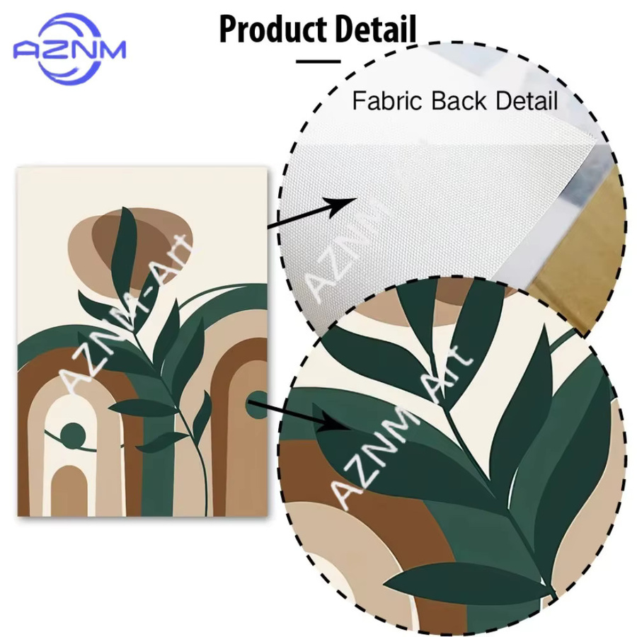 KAYOU Boho Wandkunst Leinwanddruck mit geometrischen Formen, Blättern und Sonne in Multicolour als abstrakte nordische Poster-Dekoration für dein Wohnzimmer - Bild 2