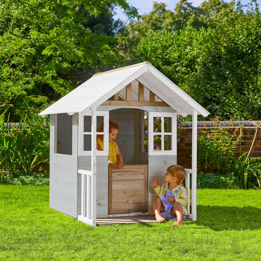 Zwerkules Spielhaus Valli mit Veranda in Natur und Grau, B/T/H: 137 x 121 x 140 cm - Bild 2