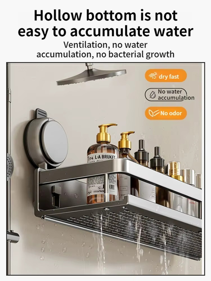 Multifunktionaler Wandhalter aus Metall mit Saugnapf und Selbstklebeoption für Küchenutensilien und Badezimmer, Beige - Bild 5