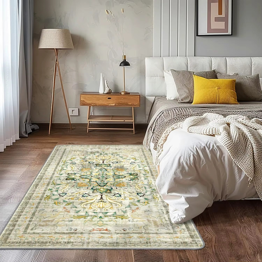 VVIKAMA Bohemian Teppich aus gewaschenem Kaschmir, rutschfeste Matte im Ethnic-Design für Wohnzimmer, Schlafzimmer und Esszimmer, Mehrfarbig - Bild 3