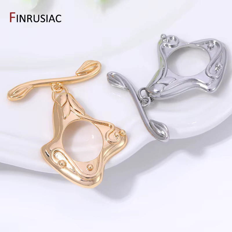 FINRUSIAC Knebelverschlüsse, Messing, Gold, Vintage, Unisex - Bild 1