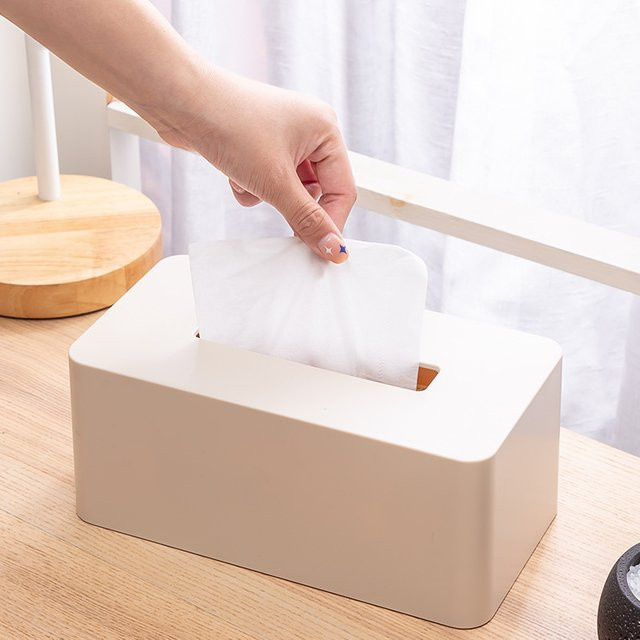 Taschentuchbox im nordischen Stil aus Kunststoff in Weiß mit großer Kapazität für Wohnzimmer und Esszimmer - Bild 1