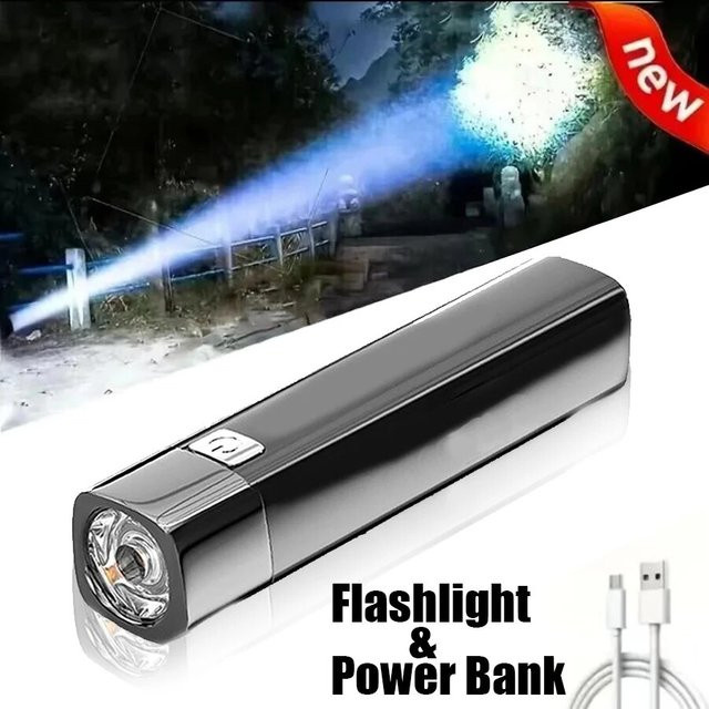 G3 Taktische LED-Taschenlampe 2 in 1 mit Powerbank-Funktion und USB-C-Aufladung, Schwarz - Bild 1