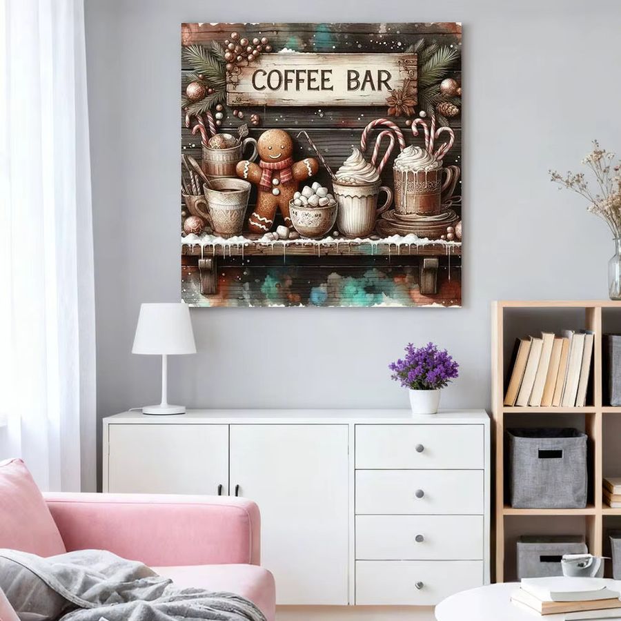 HUACAN 5D Diamantgemälde Kaffeetasse Landschaft Weihnachten mit runden Strasssteinen und Mosaik-Text - Bild 3