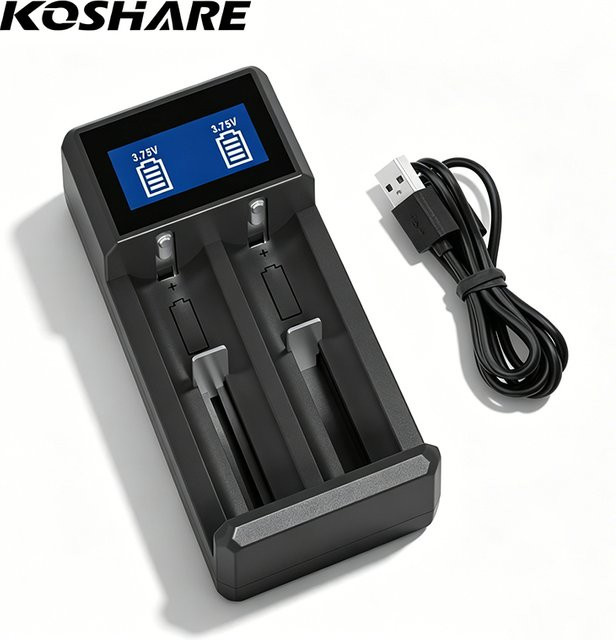 KOSHARE A402 2-Slot LCD Smart Batterieladegerät für 3,7V 18650 Lithium-Akkus mit USB-C-Eingang - Bild 1