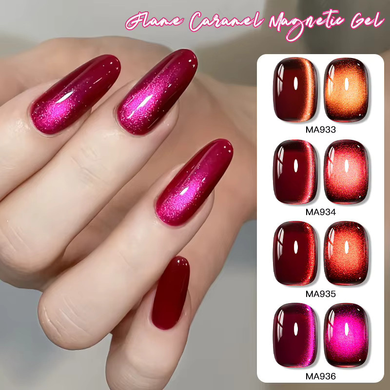 MEET ACROSS Karamell Magnetischer Gel Nagellack, Schimmernd, Rot - Bild 2