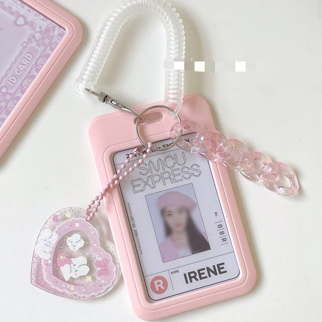 INS Fotokartenhalter für Kpop Idol Karten und ID-Karten in Rosa und Blau mit Anhänger - Bild 1