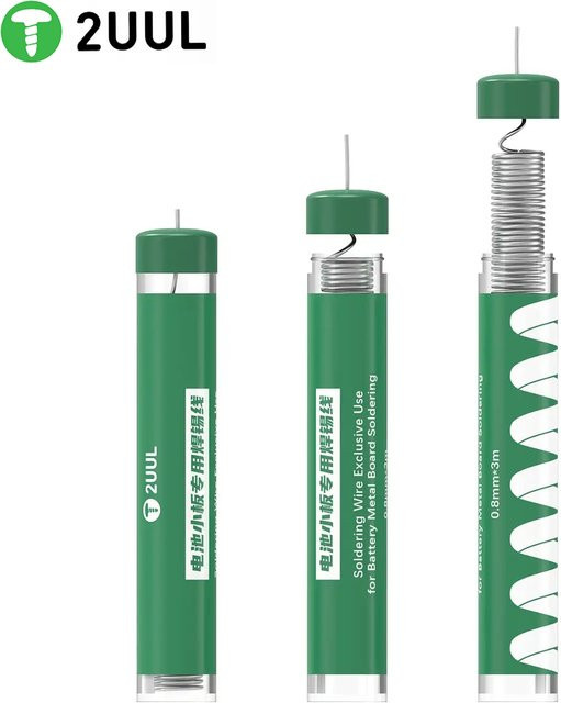 2UUL SC39 Zinn Draht für iPhone und Android Handy Batterie Reparatur, Silber, 0,8 mm x 3 m - Bild 1