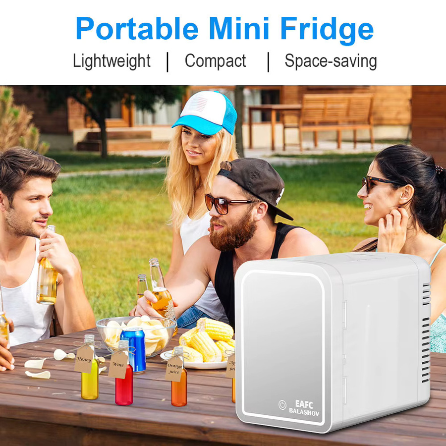 BALASHOV Mini-Kühlschrank 5L mit Spiegel in Weiß, tragbarer Kompressor-Kühler für 12V/220V, ideal für Camping, Picknick und Zuhause - Bild 5