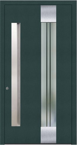 KNOCK Aluminium-Haustür Marte in Moosgrün mit Glaseinsatz und RC2-Schutz - Bild 1