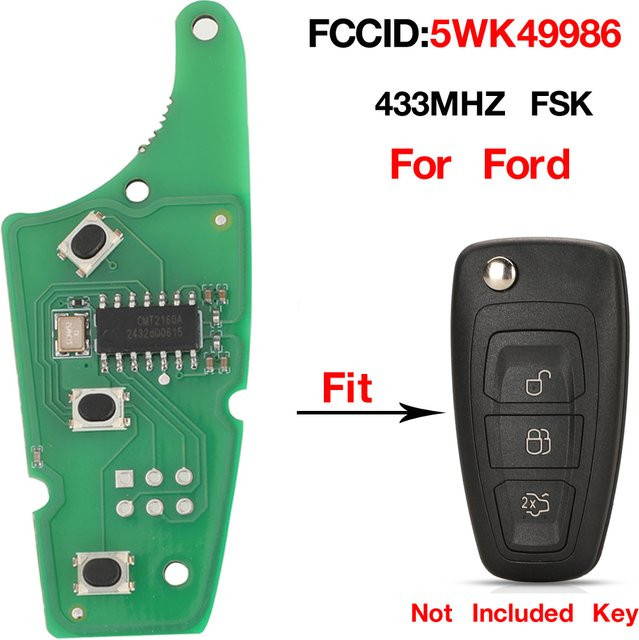 Jingyuqin 3 Tasten Remote Key Platine 433 MHz FSK für Ford Focus MK3 und T6 Ranger Ersatz in Grün - Bild 1