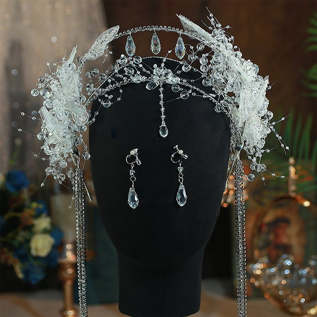 OPASKAS Stirnband mit Perlen, Ohrclip, Quaste, Braut, Hochzeit - Bild 1