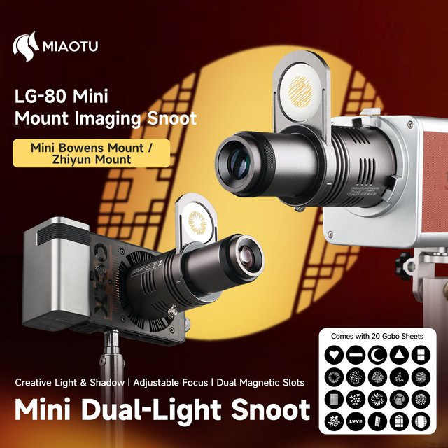 Zhiyun Mini-Snoot-Konus mit 20 GOBOs für Zhiyun CINEPEER CX100, Foto-Video-Beleuchtungsaufsatz in Schwarz - Bild 1