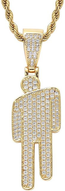Nakahara Halskette, Anhänger schräger Kopf, Eisenlegierung, Gold, Kristall, Unisex - Bild 1