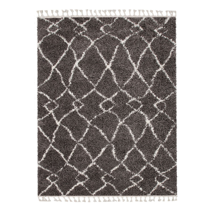 Hochflor-Teppich Oregon in Grau mit Rautenmuster im Skandi-Boho-Mix, Breite: 140 cm, Länge: 200 cm - Bild 2
