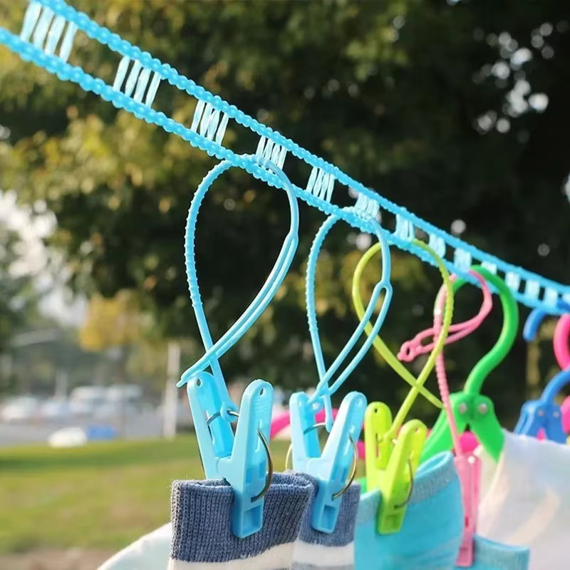 JKJK Wäscheleine aus Nylon in Blau, 10 Meter lang, rutschfest und winddicht für den Außenbereich und auf Reisen - Bild 1