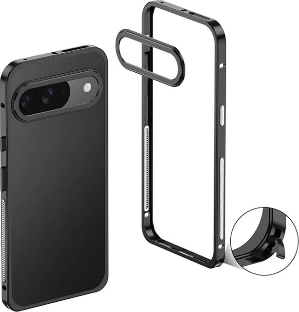 Stoßfeste Handyhülle mit Wärmeableitung und Kameraschutz für Google Pixel 10 Pro XL, 9 Pro XL und 8 Pro, Farbe: Schwarz - Bild 1