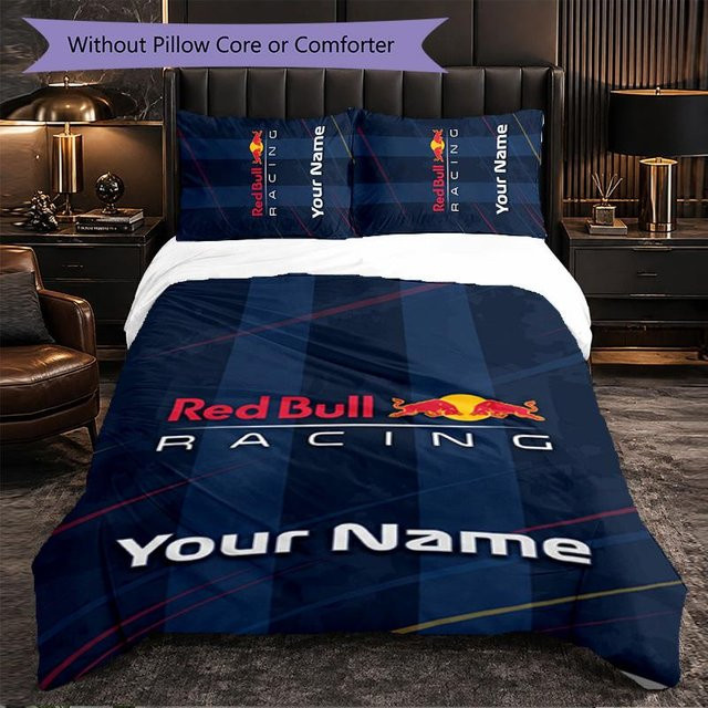 Red Bull Racing Personalisiertes Bettwäscheset mit Namen, 1 Bettbezug und 2 Kissenbezüge, Blau, B/H: 180 x 210 cm - Bild 1