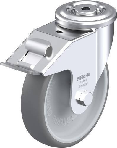 Blickle Lenkrolle LER-TPA 160G-FI mit Feststeller in Grau und Silber, Rad-Durchmesser: 16 cm, Tragfähigkeit: 200 kg - Bild 1
