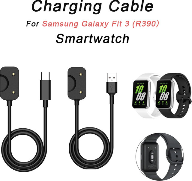 PHONEPACE Magnetisches Ladekabel USB/Typ-C für Samsung Galaxy Fit3 R390 Smart-Armband, Schwarz, 1m - Bild 1