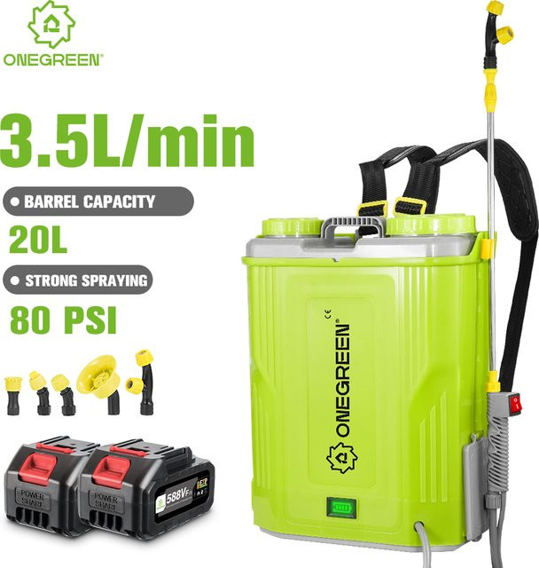 ONEGREEN Elektrischer Sprayer für Landwirtschaft und Garten, intelligenter Pestizid-Spender zur Bewässerung, kompatibel mit Makita 18V Akku, Volumen: 20 l, Farbe: Grün - Bild 1