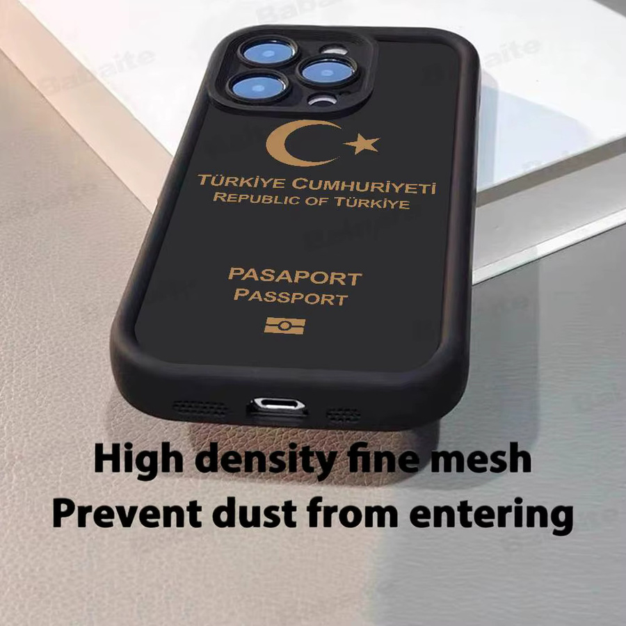 Silikon Handyhülle mit Türkei Reisepass Design für iPhone 17, 16, 15, 14, 13, 12, 11 Pro Max und Plus, stoßfestes Softcover in Schwarz - Bild 2