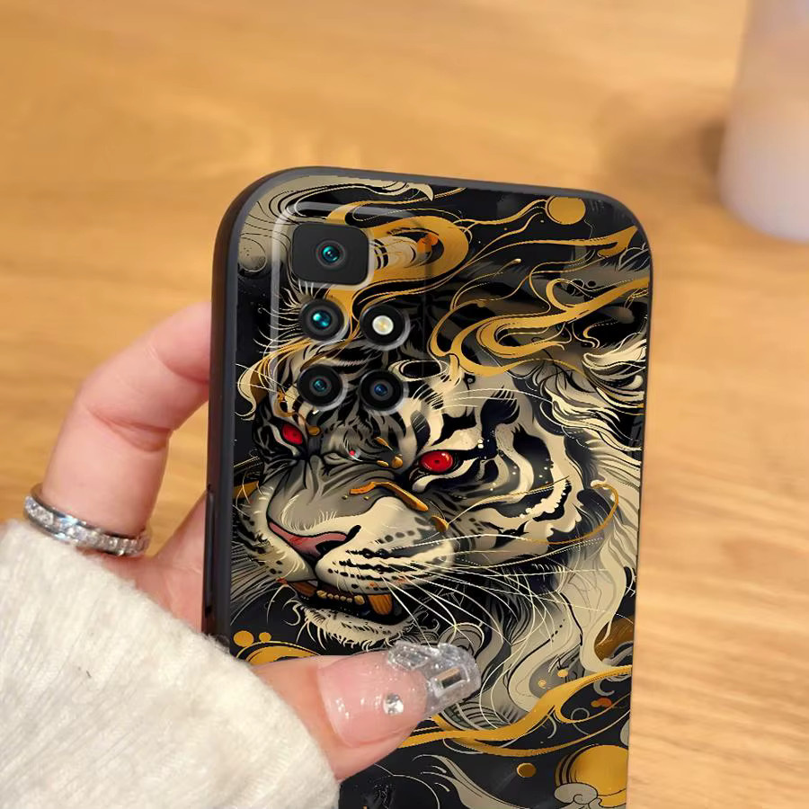 Luxus Handyhülle mit White Tiger Design für Xiaomi Redmi Serie in Schwarz - Bild 5