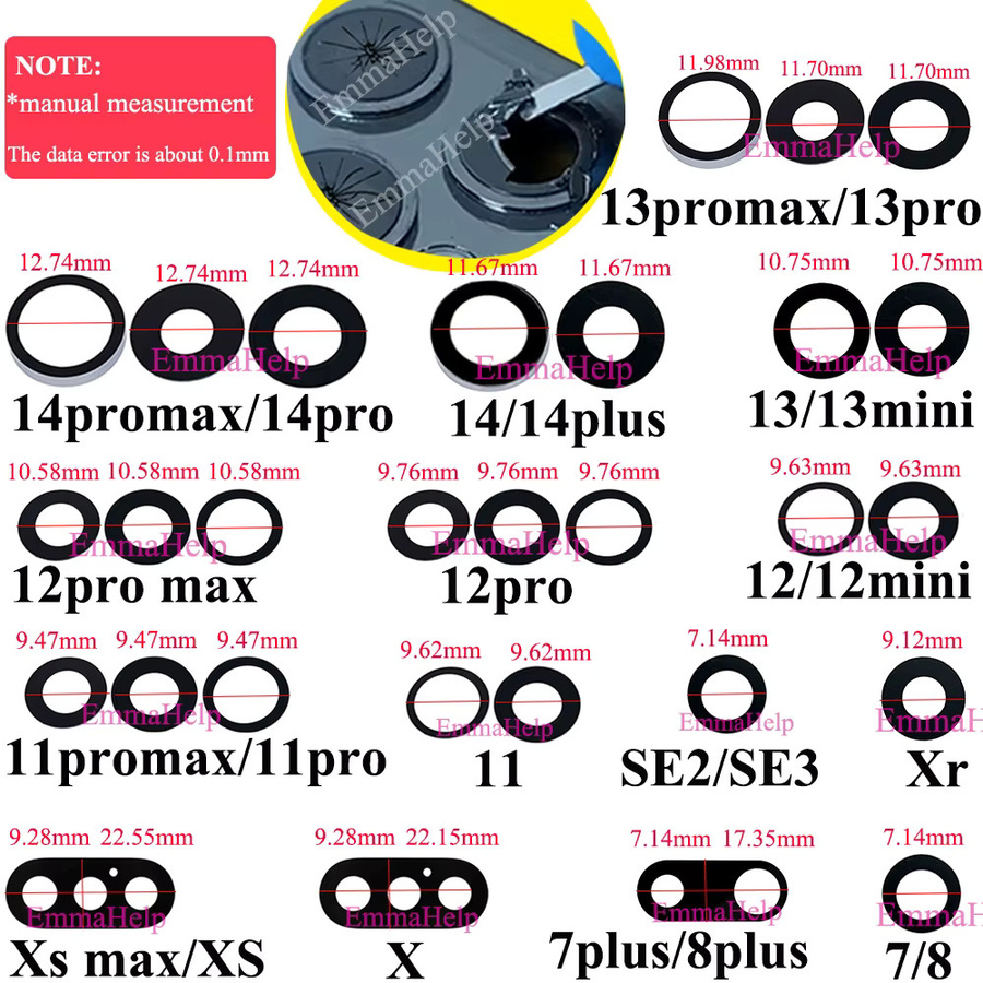 EmmaHelp 34er Set Ersatz-Objektivglas für iPhone 16 15 14 13 Mini 12 Pro Max Rückkamera in Transparent - Bild 4
