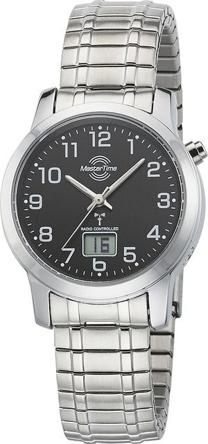 Master Time Damenuhr, Funk, Analog-Digital, Quarz, Edelstahl, 34 mm, Schwarz - Bild 1