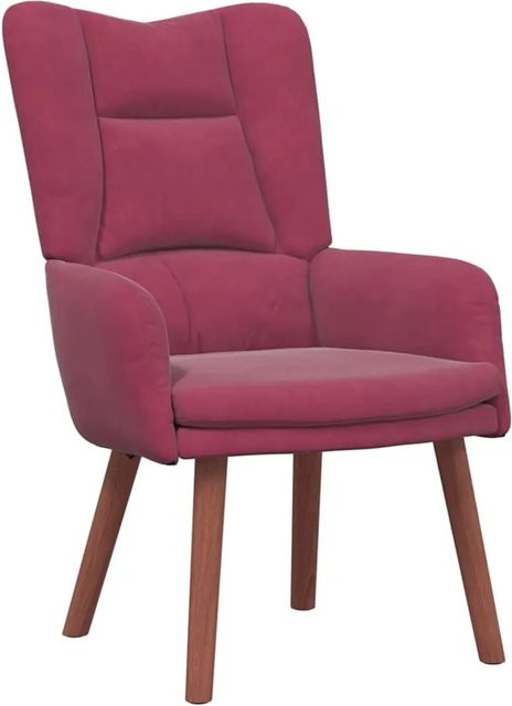 vidaXL Relaxsessel aus Samt in Weinrot mit Armlehnen und Metallrahmen, B/T/H: 63 x 67 x 94 cm - Bild 1