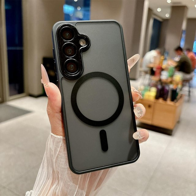 Samsung Galaxy A16 A17 A26 A36 A56 Schutzhülle mit MagSafe Wireless Charging und Kameraschutz Matte Armor Hartschale in Transparent oder Schwarz - Bild 1