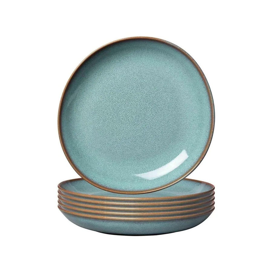 Villeroy & Boch like. Schalen flach Lave Glacé, 6er Set, Weiß/Türkis, Durchmesser: 27 cm - Bild 2