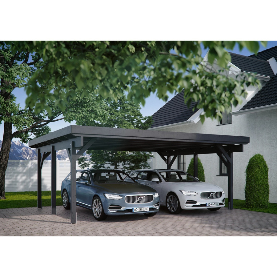 Kiehn-Holz Doppelcarport KH 311 mit Satteldach und Stahl-Dacheindeckung aus Fichte in Anthrazit, B/T: 634 x 504 cm - Bild 2