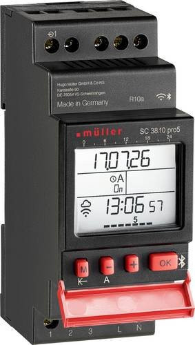 Hugo Müller SC 38.10 pro5 Smart Digitale Zeitschaltuhr in Schwarz, 12 V DC/AC, 24 V DC/AC, 600 W - Bild 1